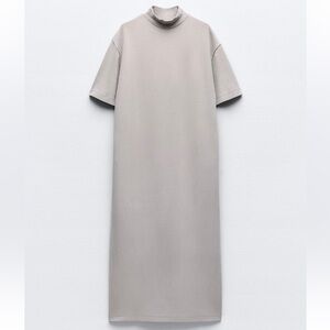 Zara Washed Interlock Dress Light Gray